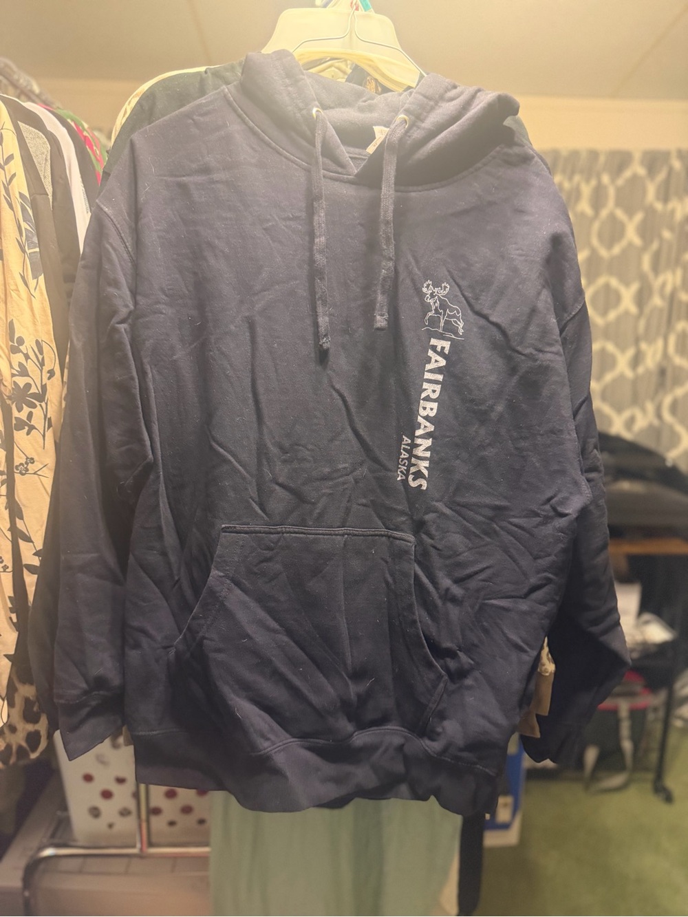 Fairbanks Alaska Navy Pullover Hooded Sweatshirt - Men's